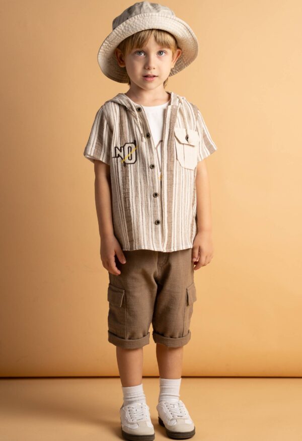 6801.(3) Σετ 3τεμ Hashtag 266801 μπεζ